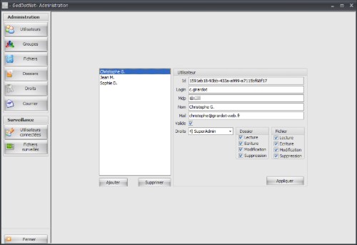 Admin : Gestion des comptes